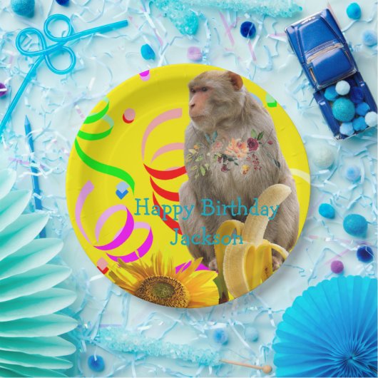 Assiettes En Carton Plaques de papier d'anniversaire de singe (Fête)