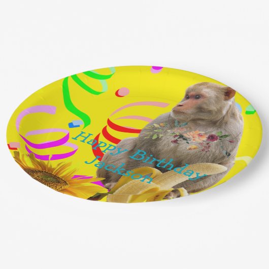 Assiettes En Carton Plaques de papier d'anniversaire de singe (Angle)
