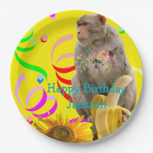 Assiettes En Carton Plaques de papier d'anniversaire de singe