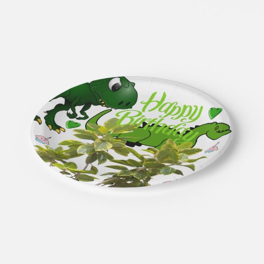 Assiettes En Carton Plaques de papier d'anniversaire, Dinosaur (Angle)