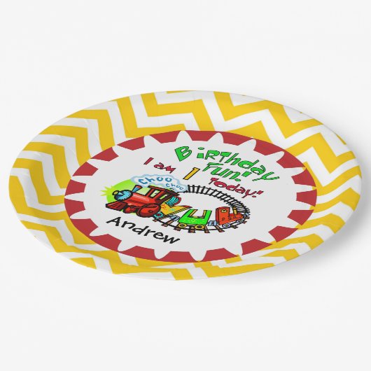 Assiettes En Carton Plaques de papier d'anniversaire du train personna (Angle)