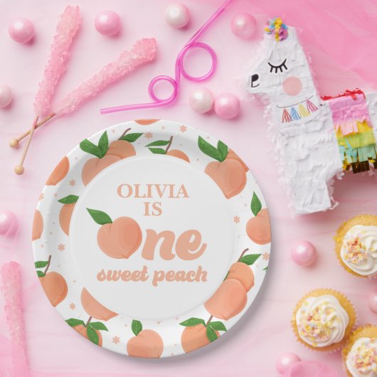 Assiettes En Carton Plaques de papier d'anniversaire d'une pêche douce (Fête)