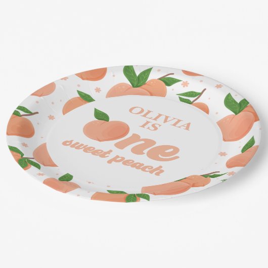 Assiettes En Carton Plaques de papier d'anniversaire d'une pêche douce (Angle)