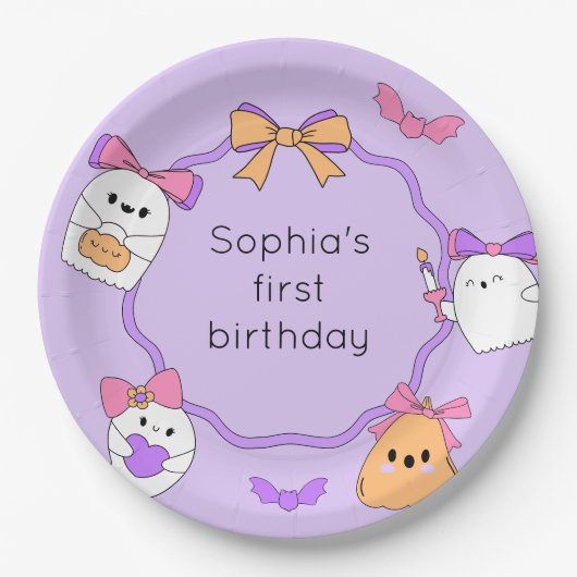 Assiettes En Carton Plaques de papier d'anniversaire éffrayant Ghost H (Devant)