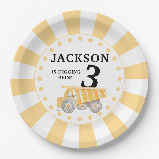 Assiettes En Carton Plaques de papier d'anniversaire en construction (Devant)