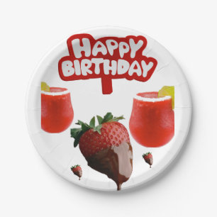 Assiettes En Carton Plaques de papier d'anniversaire, fraise