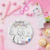 Assiettes En Carton Plaques de papier d'anniversaire, lapin blanc (Fête)