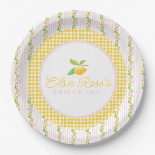 Assiettes En Carton Plaques de papier d'anniversaire Lemonade (Devant)