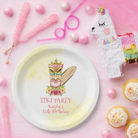 Assiettes En Carton Plaques de papier d'anniversaire Luau avec Tiki Go (Fête)