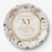 Assiettes En Carton Plaques de papier d'anniversaire rose pâle (Devant)