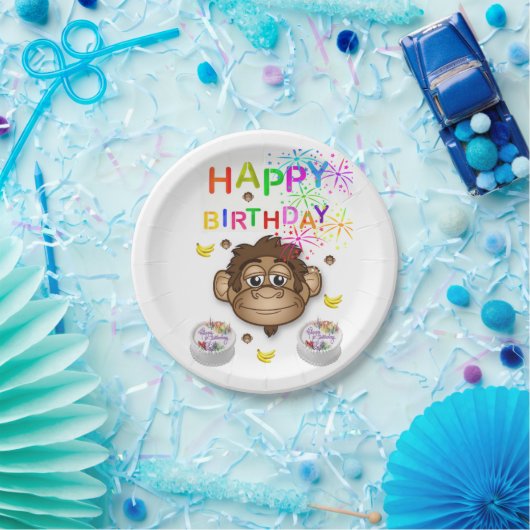Assiettes En Carton Plaques de papier d'anniversaire, singe (Fête)