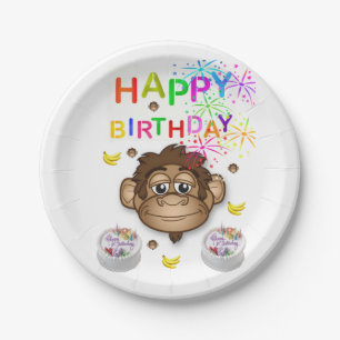 Assiettes En Carton Plaques de papier d'anniversaire, singe