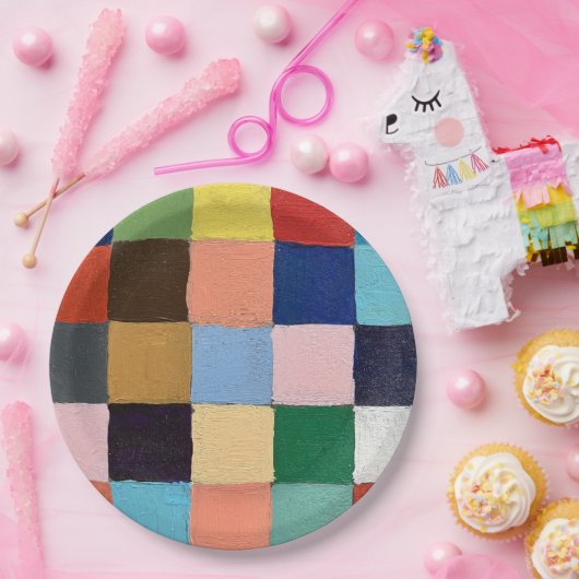 Assiettes En Carton Plaques de papier dans la conception Carré funky (Fête)