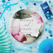 Assiettes En Carton Plaques de papier d'aquarelle rose Sage Abstrait (Fête)