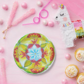 Assiettes En Carton Plaques de papier d'aquarelle rouge mandala jaune (Fête)