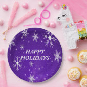 Assiettes En Carton Plaques de papier d'arrière-plan bleu violet blanc (Fête)