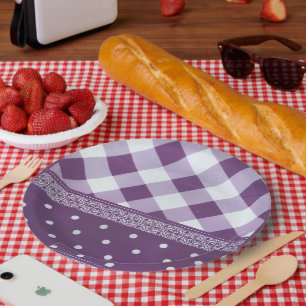Assiettes En Carton Plaques de papier d'art éco-blanc violet