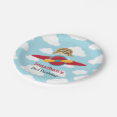 Assiettes En Carton Plaques de papier d'avion - Pilote Garçon Annivers (Angle)