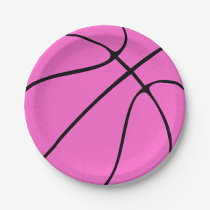 Assiettes En Carton Plaques de papier de basket-ball rose