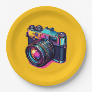 Assiettes En Carton Plaques de papier de caméra colorées !