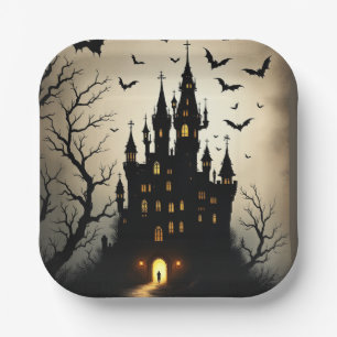 Assiettes En Carton Plaques de papier de château éffrayant Halloween
