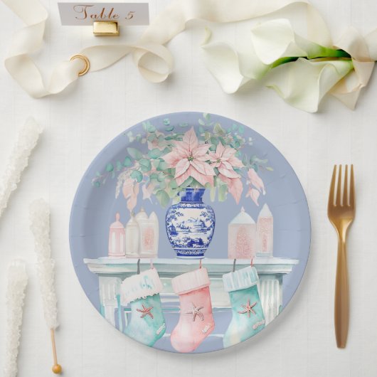 Assiettes En Carton Plaques de papier de cheminée de Noël Chinoiserie (Mariage)