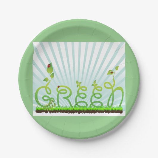 Assiettes En Carton Plaques de papier de concept vert (Devant)