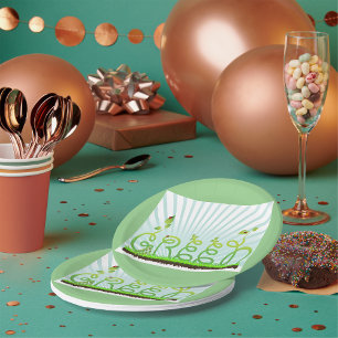 Assiettes En Carton Plaques de papier de concept vert