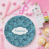 Assiettes En Carton Plaques de papier de coquillage turquoise (Fête)