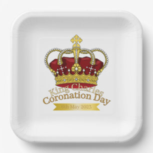 Assiettes En Carton Plaques de papier de couronne de jour de couronnem