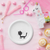 Assiettes En Carton Plaques de papier de dessin de chat noir (Fête)