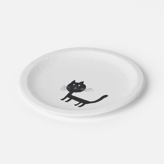 Assiettes En Carton Plaques de papier de dessin de chat noir (Angle)