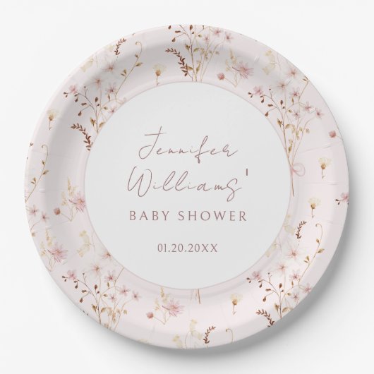 Assiettes En Carton Plaques de papier de douche pour petite fille fleu (Devant)