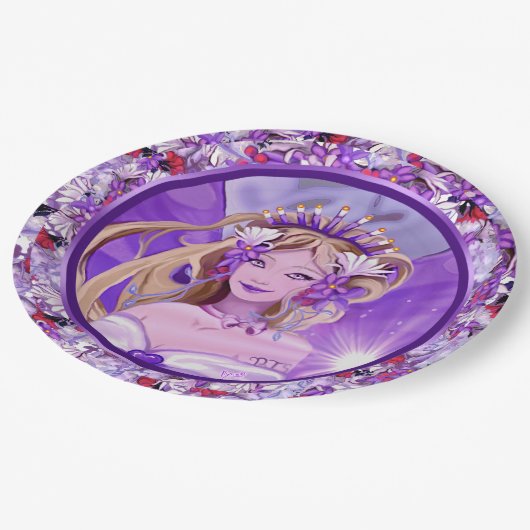 Assiettes En Carton Plaques de papier de fée violette (Angle)