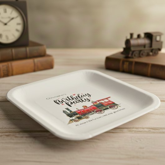 Assiettes En Carton Plaques de papier de fête d'anniversaire de train