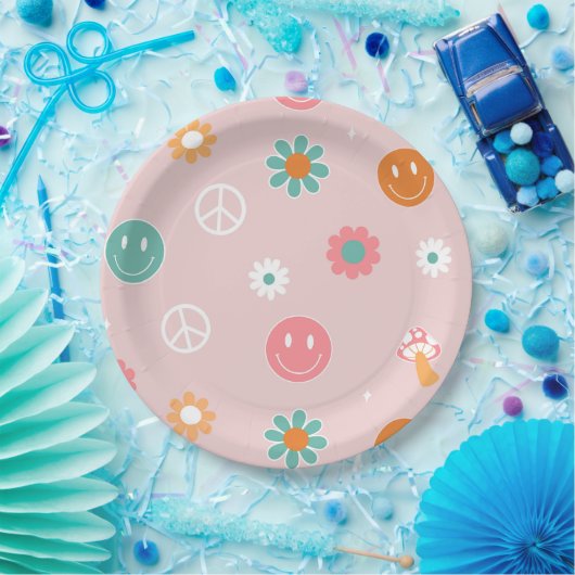 Assiettes En Carton Plaques de papier de fête d'anniversaire d'un retr (Fête)