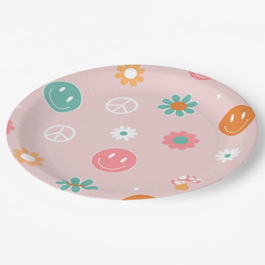 Assiettes En Carton Plaques de papier de fête d'anniversaire d'un retr (Angle)