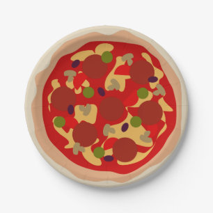 Assiettes En Carton Plaques de papier de fête de pizza pepperoni sur m