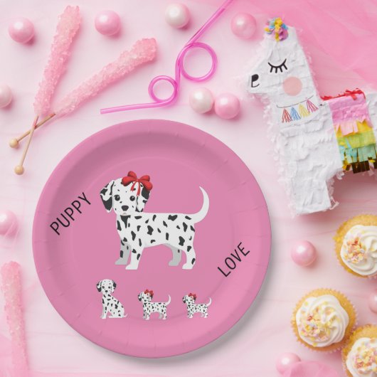 Assiettes En Carton Plaques de papier de fête pour chiots dalmatiens. (Fête)