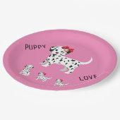 Assiettes En Carton Plaques de papier de fête pour chiots dalmatiens. (Angle)