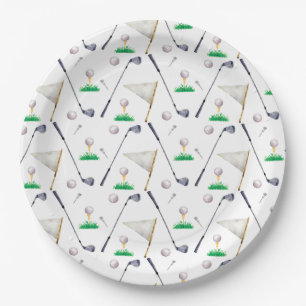 Assiettes En Carton Plaques de papier de golf Watercolor