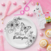Assiettes En Carton Plaques de papier de jardin à papillon noir et bla (Fête)