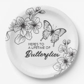 Assiettes En Carton Plaques de papier de jardin à papillon noir et bla (Devant)