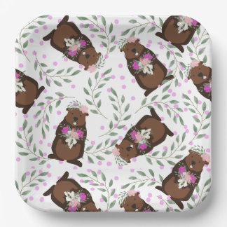 Assiettes En Carton Plaques de papier de jour de marmotte