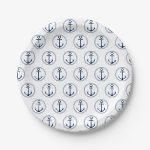 Assiettes En Carton Plaques de papier de la Ancre bleue marine