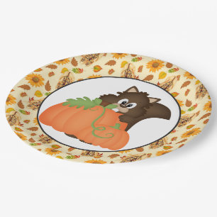 Assiettes En Carton Plaques de papier de la fête d'écureuil saisonni