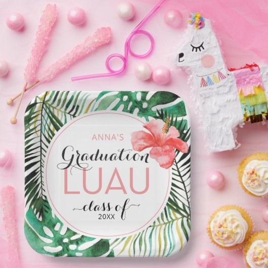 Assiettes En Carton Plaques de papier de la partie Luau Tropical Gradu (Fête)