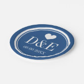 Assiettes En Carton Plaques de papier de mariage bleu marine (Angle)