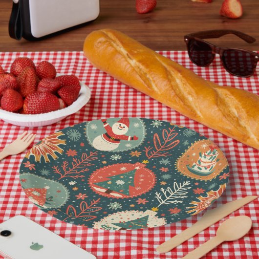 Assiettes En Carton Plaques de papier de Noël (Pique-nique)