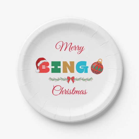 Assiettes En Carton Plaques de papier de Noël BINGO (Devant)